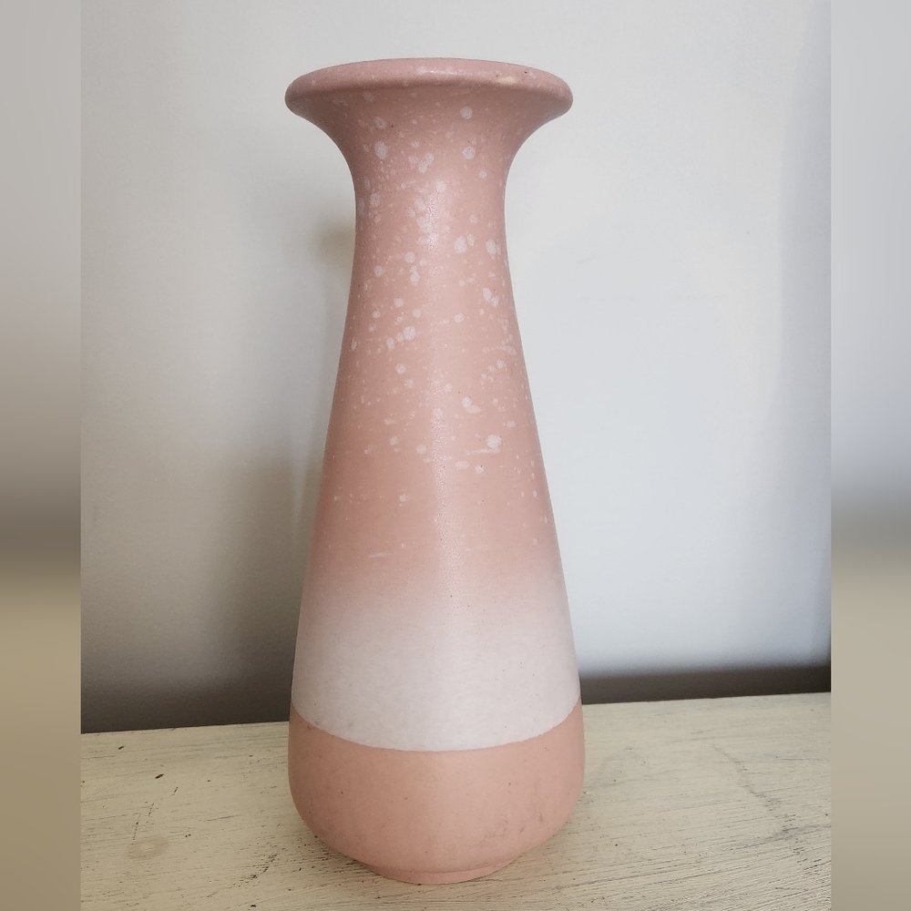 Vintage Pink Vase  Ceramic Studio Tulip West Germany Pottery Speckle
